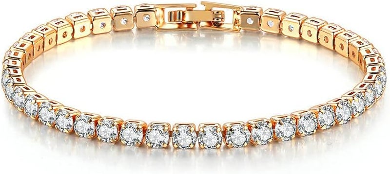 CiNily Adjustable Tennis Bracelets for Women Teen Girls Rainbow Cubic Zirconia Bracelet 14K White Gold Plated Hypoallergenic Slider Bracelet Jewelry Gift - Image 1
